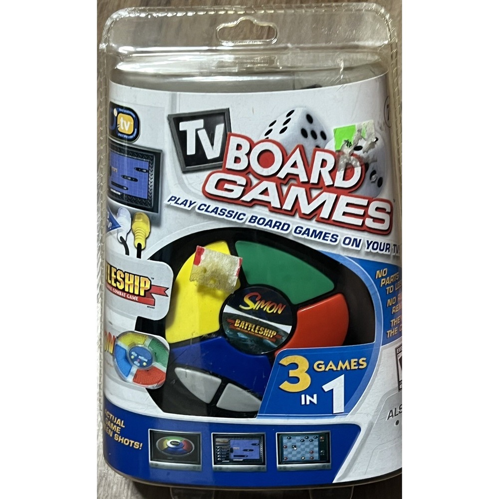 TV Board Games 3 in 1 Plug & Play Battleship, Simon & Checkers NEW in package